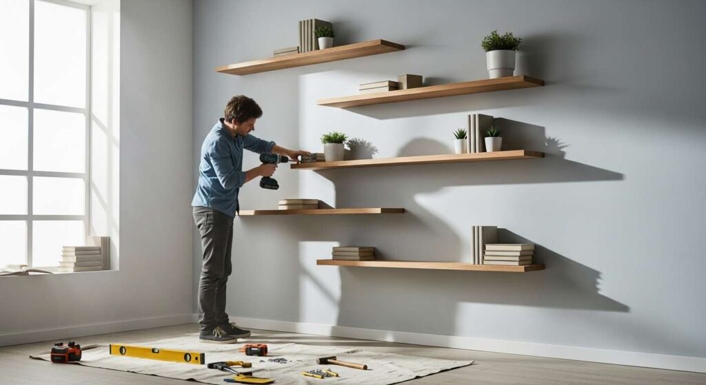 A man assembling the furniture